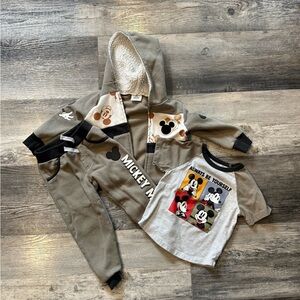 Disney Mickey Mouse Gray Hoodie and T-Shirt Set